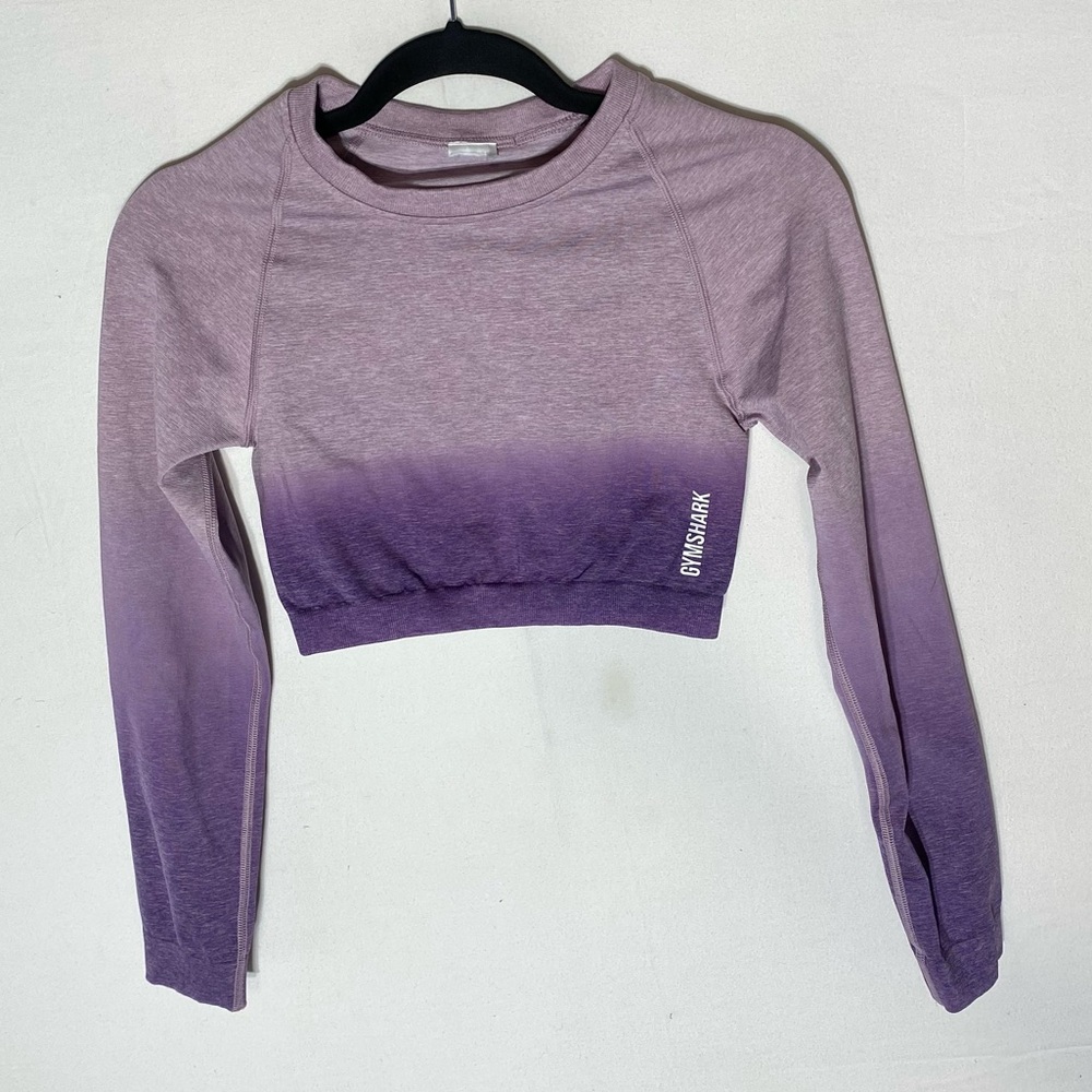 Gymshark Lavender to Deep Purple Adapt Ombre Seamless Long Sleeve Crop Top S